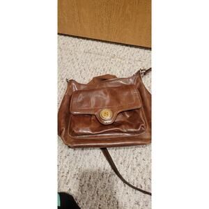 Vintage Baggs Brown Leather Crossbody Shoulder Bag Boho Slouchy Pocket Purse